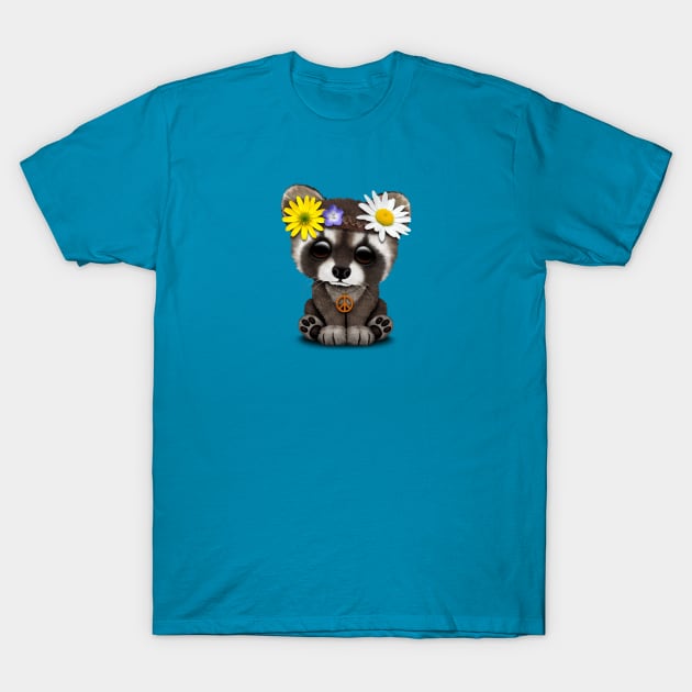 Cute Baby Raccoon Hippie T-Shirt by jeffbartels